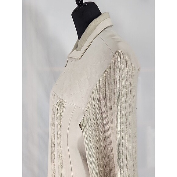 Original Windbreaker Jacket Mens Medium Knit Sweater Suede Leather Full Zip - Picture 12 of 16